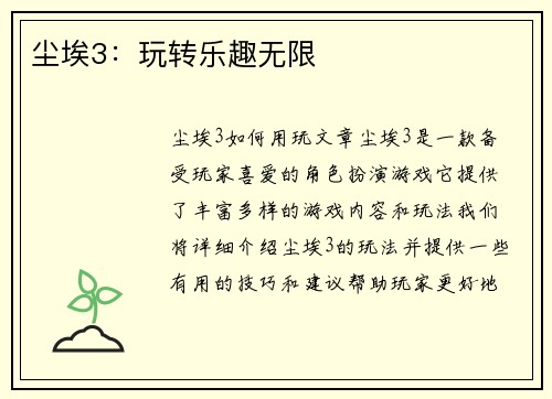 尘埃3：玩转乐趣无限